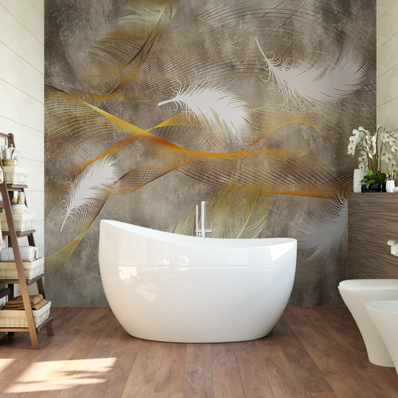 Custom Photos Wallpaper Vintage Feather 3d Wall Mural Random Lines Wallpapers/wall Coating