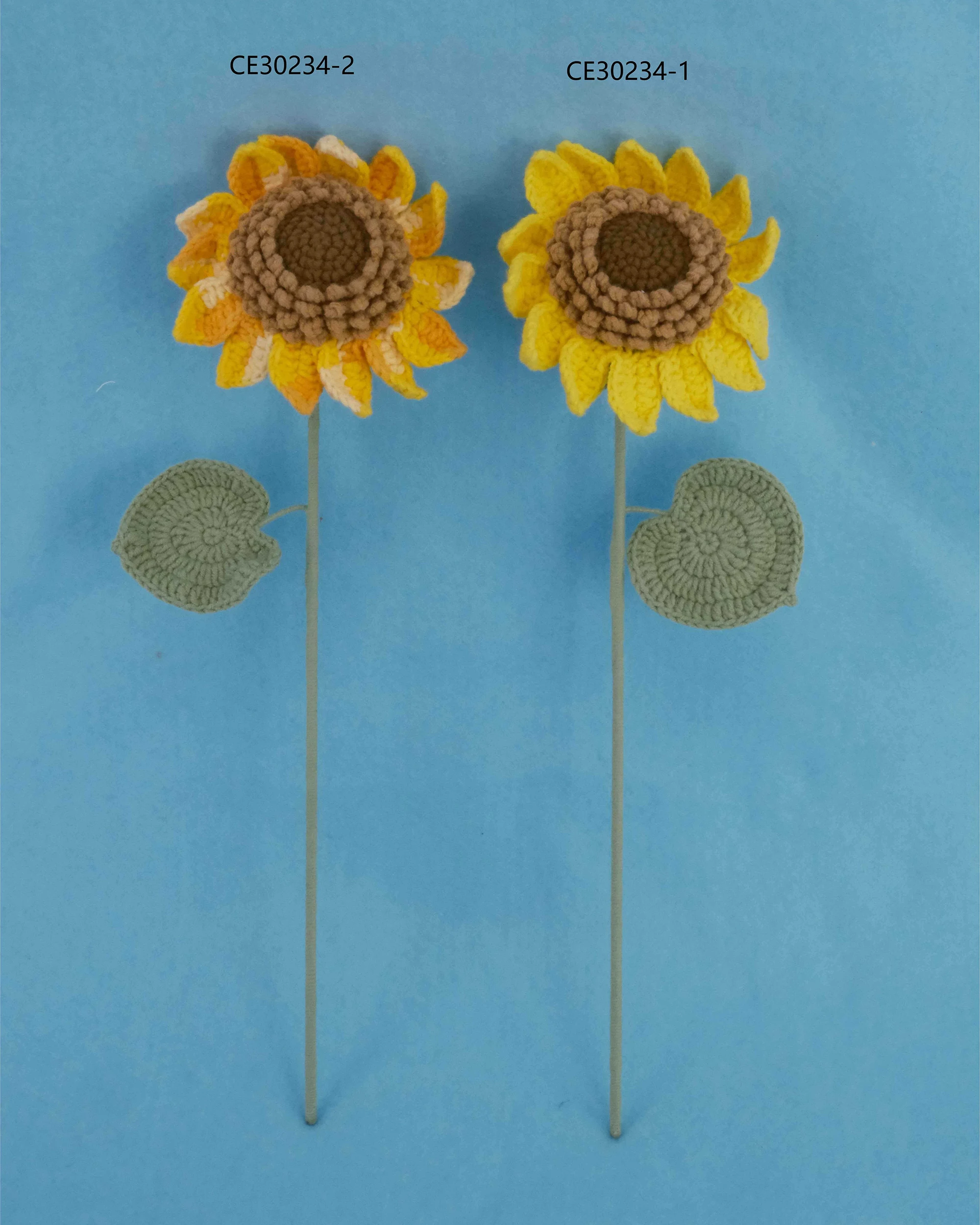 Home Desktop Decoration Handmade Mini Flower Pot Plant Crochet Knitting Wool Finished Sunflower