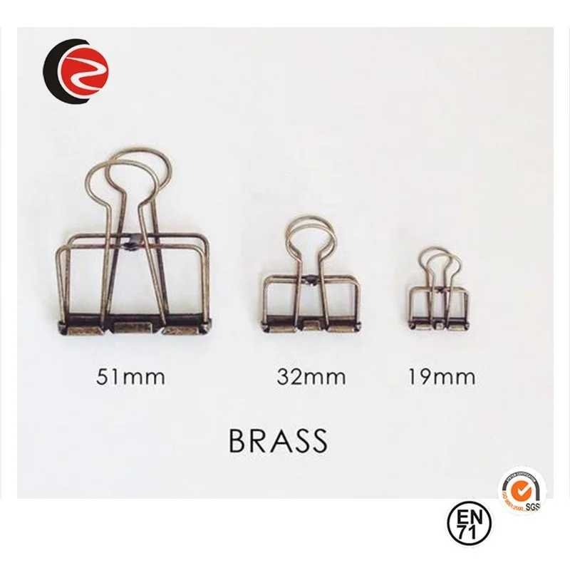 4 size 0.75 inch  0.98 inch 1.25 inch 2 inch  Brass skeleton binder clip