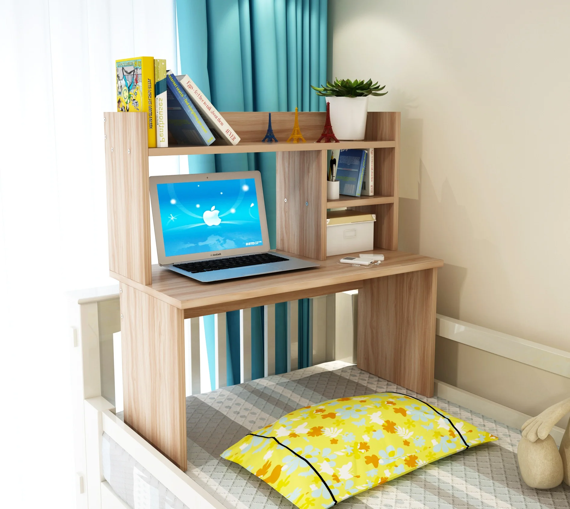 Dormitory Laptop Desk Table Bed Portable Computer Stand Bookcase Furniture