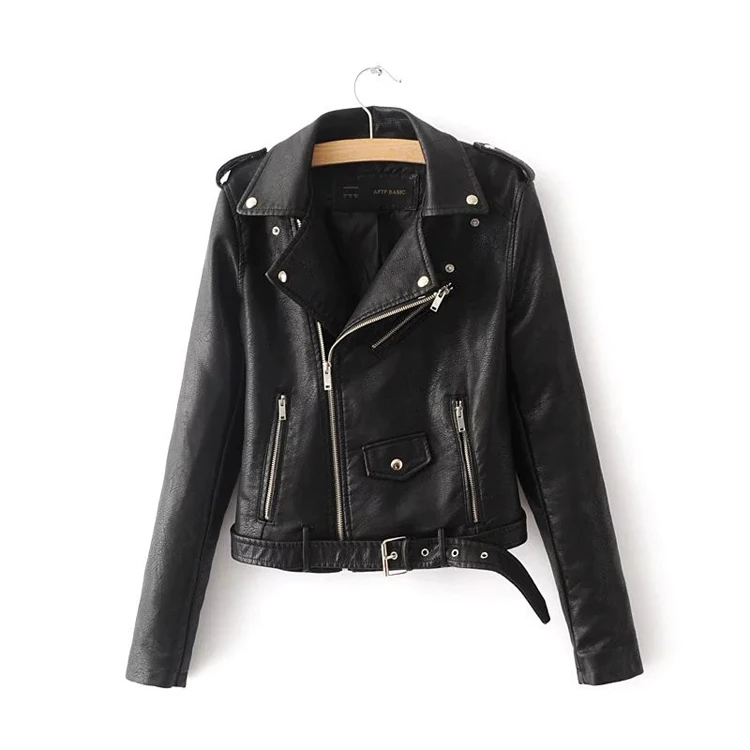 custom 2022 fashion bayan deri mont winter black coats biker motorcycle women pu leather jacket for ladies