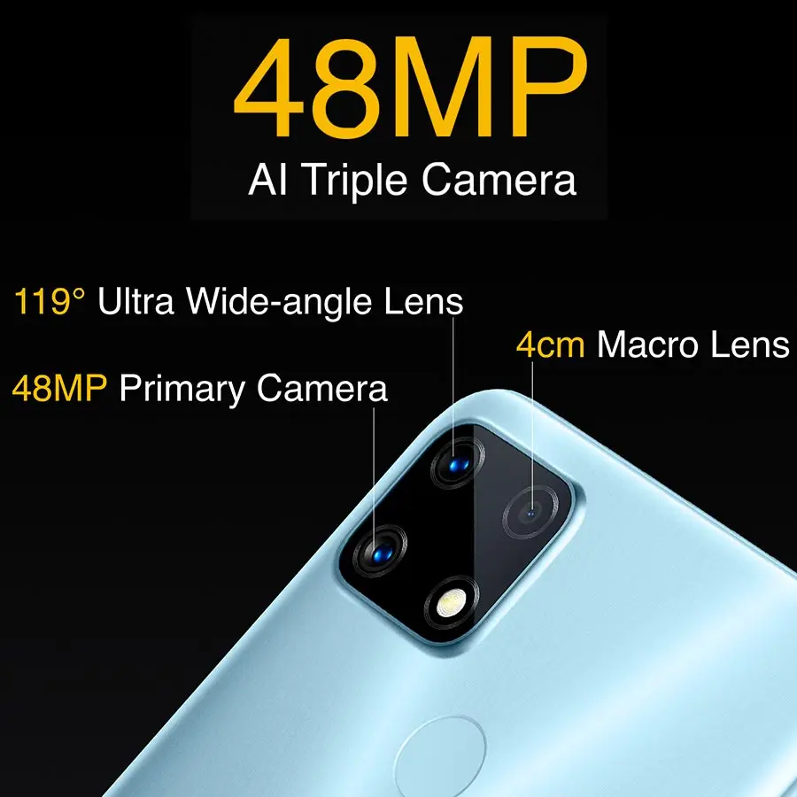 
realme 7i RMX2193 6.5'HD+ 4GB 64GB 48MP AI Triple Cams Smartphone Helio G85 Octa Core 18W Quick Charge 6000mAh Mobile Phone 