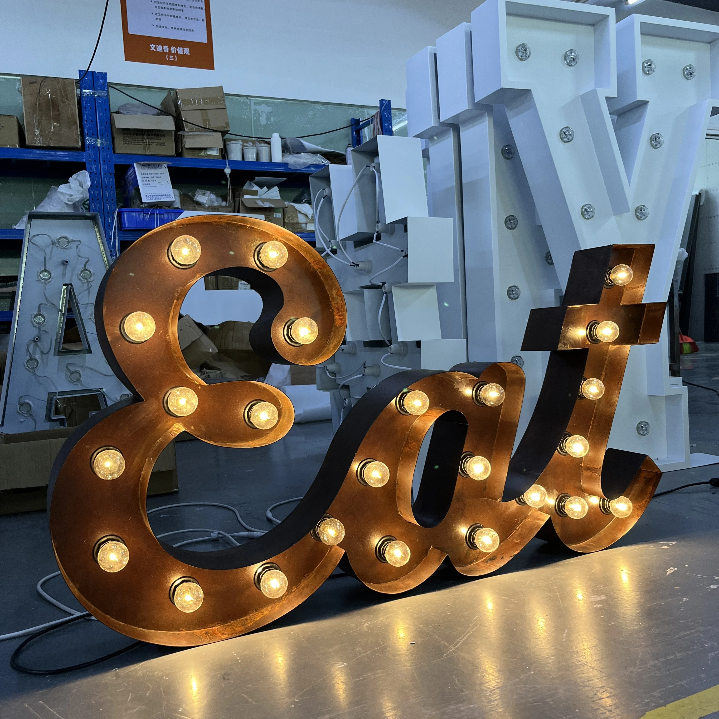 Custom Rust Letter Light Up Marquee 4ft Led MARRY Corrosion 4ft Rusty Marquee rusting Letters Metal Rust Signs With High Quality