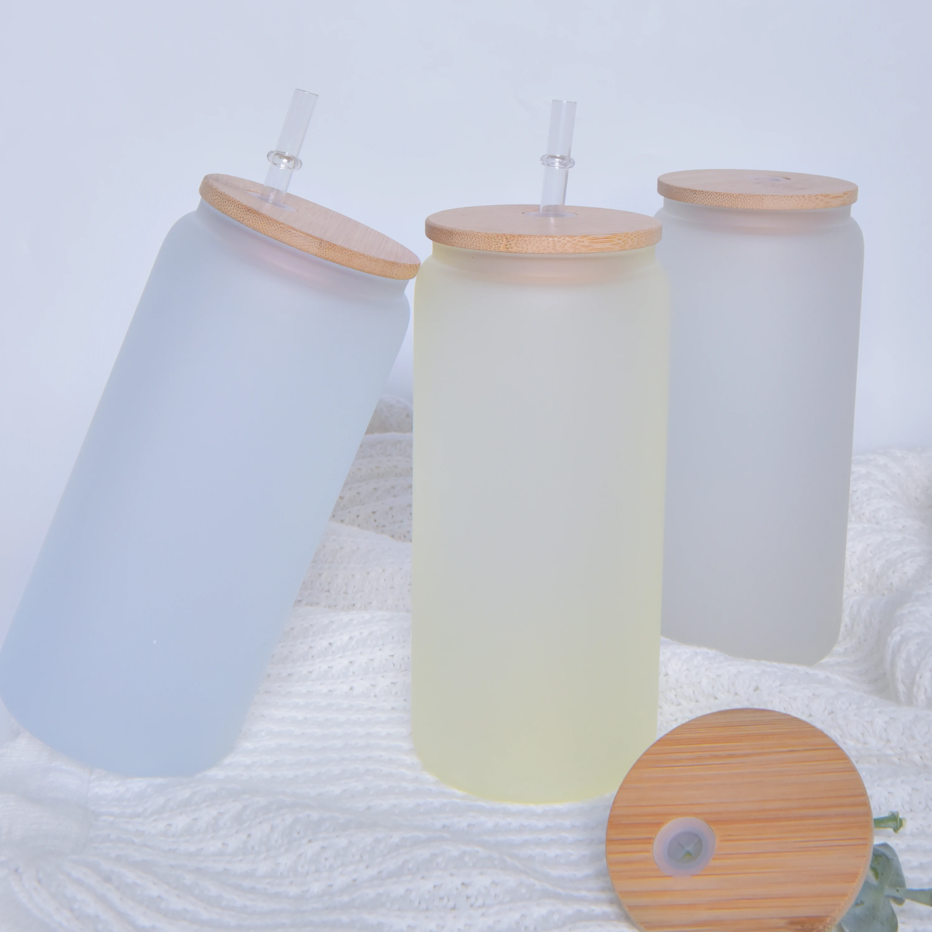 20Oz 25 Oz Reusable Double Wall Frosted Portable Sublimation Glass Snow Globe Glitter Tumbler With Matching Lid And Straw