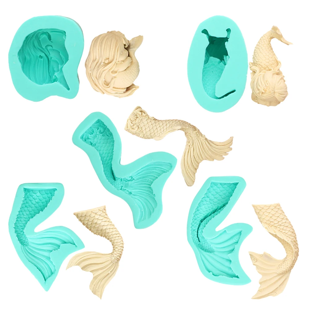 
Mermaid Silicone Molds 3D Fish Tail Cakes Decorating Tools Sugarcraft Chocolate Candy Cupcake Baking Tools DIY Moulds 