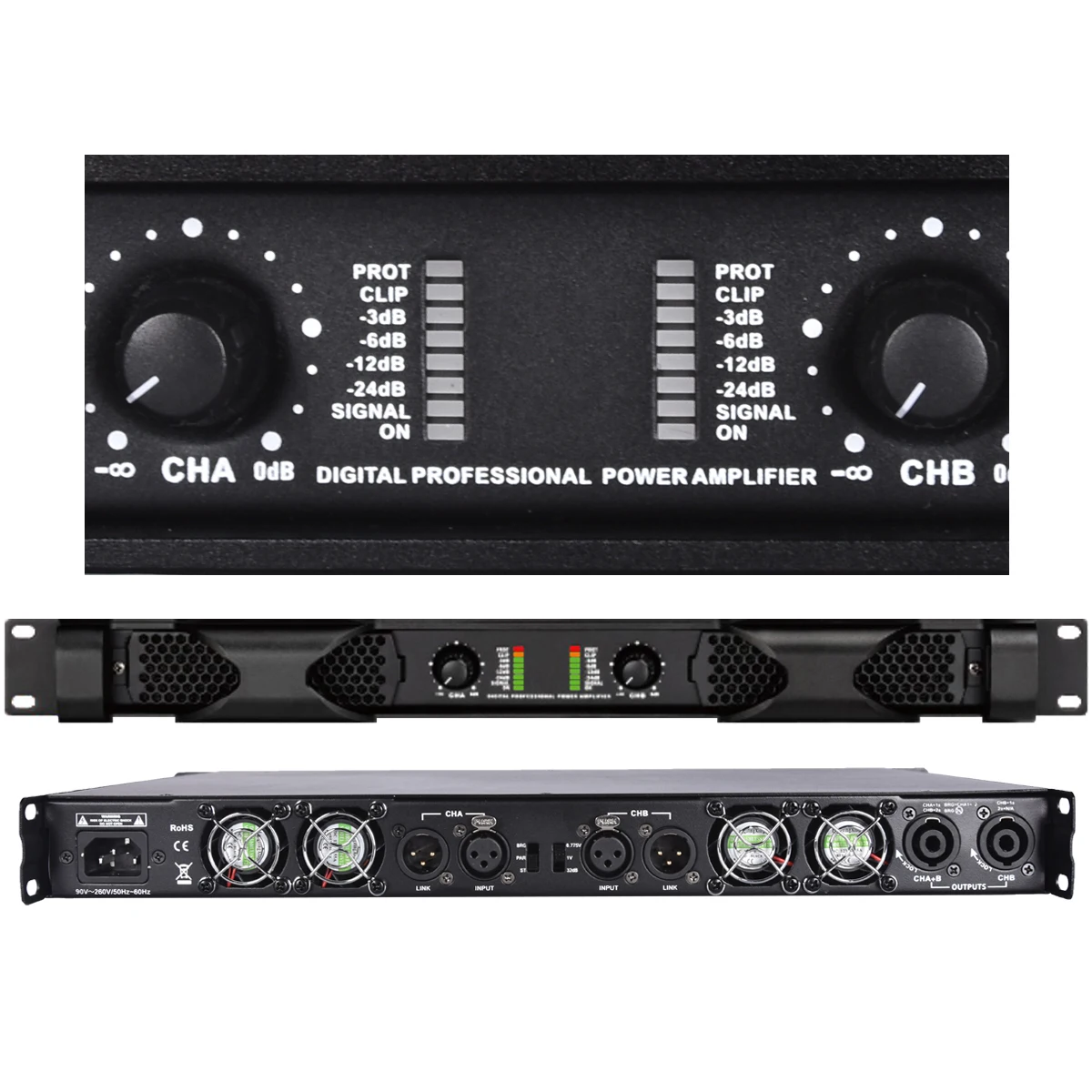 PX8000 Dual Channel 8000W High Power Digital Amplifier 2 x 3600 Watt 4Ohm Drive Subwoofer Speaker For Stage Karaoke Studio