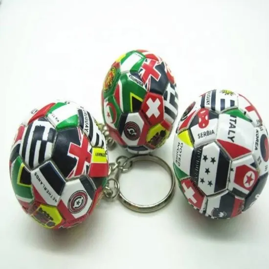wholesale 3d custom logo plastic club football keychain; 32 European flag football keyrings