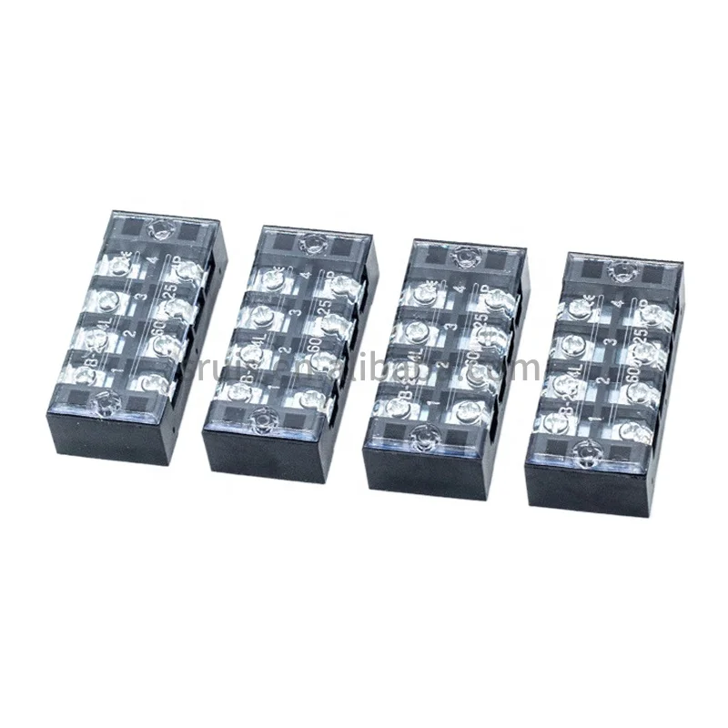 Din Rail Terminal Block Connector Dual 2 Row Screw Terminals Strip 600V 35A 6 Position Pre-Insulated Terminal Blocks With Cover