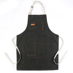 High quality barber cooking hairdressing denim cotton polyester aprons wholesale