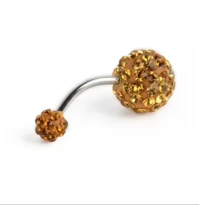 Wholesale Body Piercing Jewelry Bling Czech Crystal Navel Ring Classic Stainless Steel Belly Button Ring