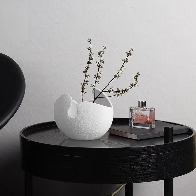 nordic modern model room living room decoration house decoration interior arrangement white unique egg shape ceramic vase