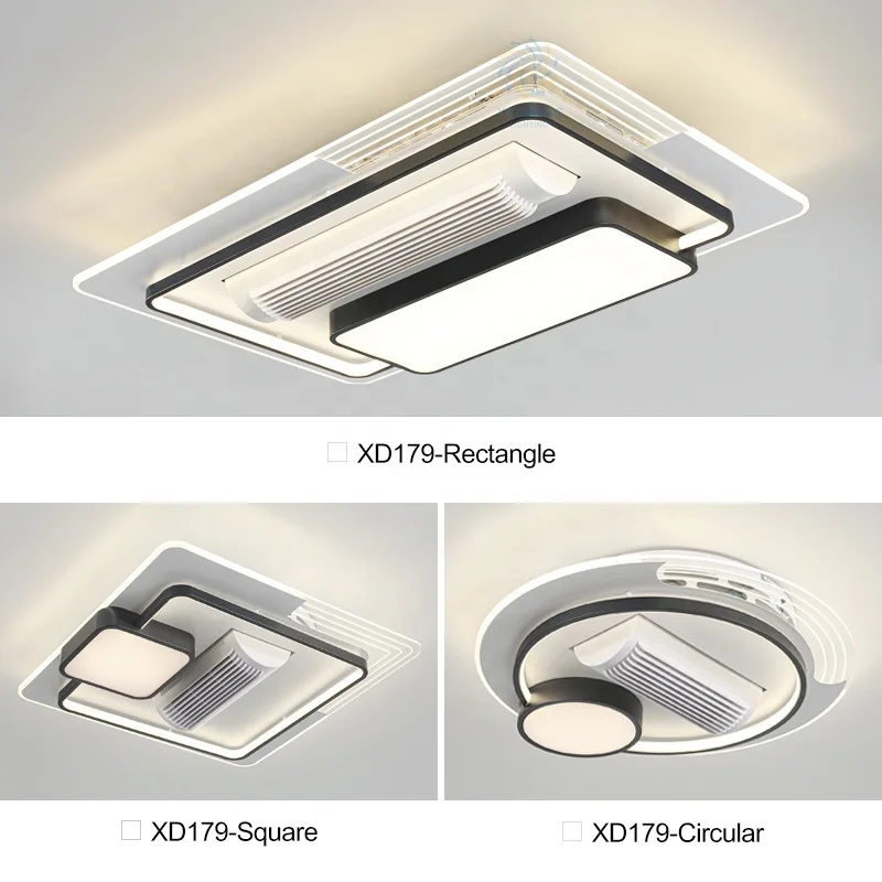 XD179 2024 new leafless fan light with full spectrum eye protection, modern, living room, bedroom, rectangular ceiling fan light
