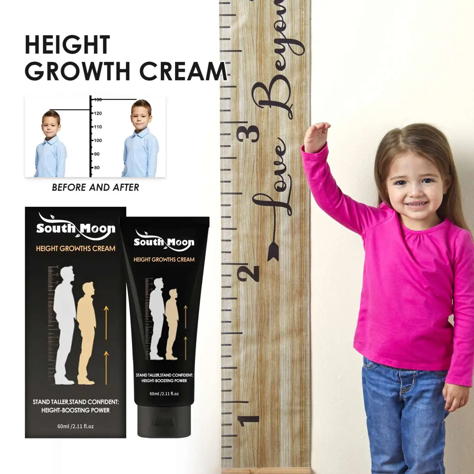 South Moon 60ML Natural Organic Plant Extract Promote Bone Growth Foot Hight Cream Effective Height Increasing Growth Cream