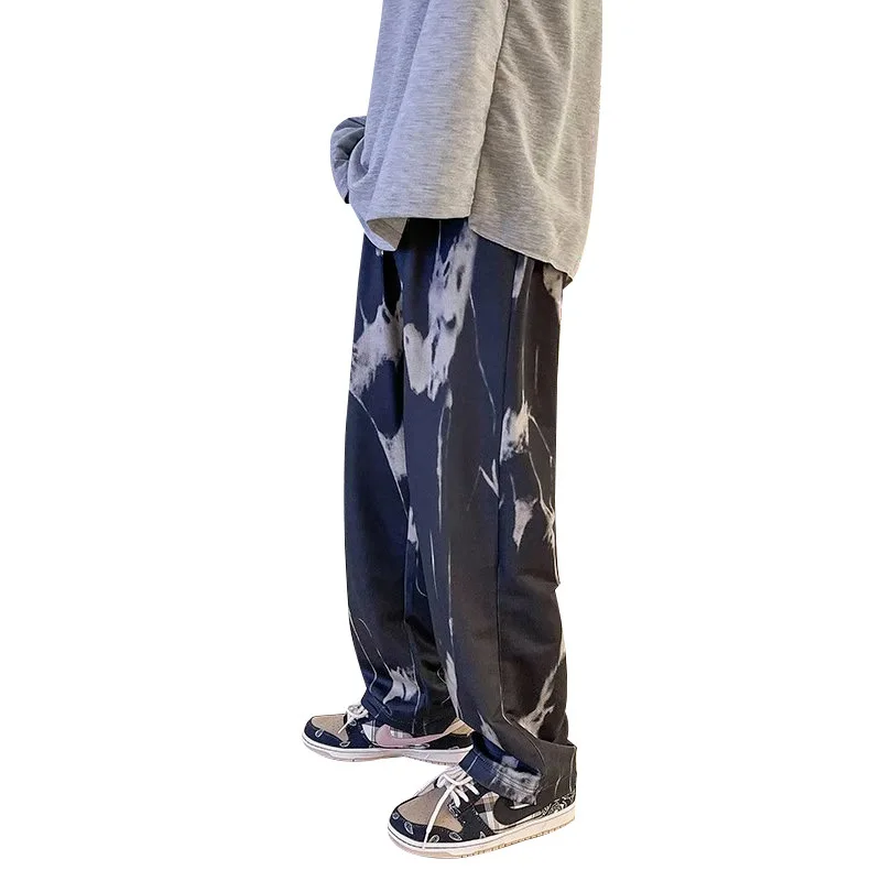 Street fashion loose wide leg pants fashion tie dyed straight casual pants