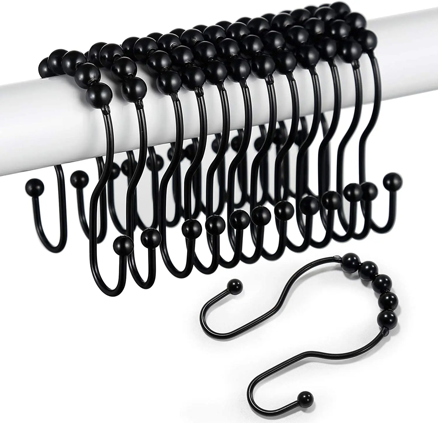 White Practical Curtain Hook Clips Hanger Ring Bath Drape Curtain Hooks Clip with Rings Bathroom Accessories