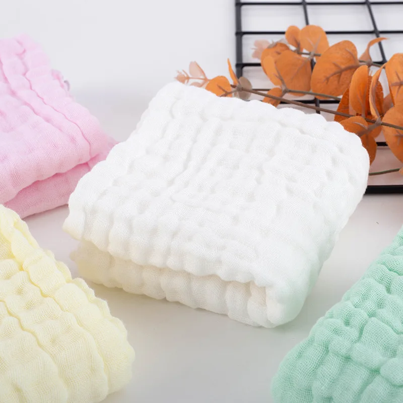 Absorbent Baby Cotton Towel Washcloths 6 Layer Burp Cloth Muslin Organic Muslin Face Cloth 5pack