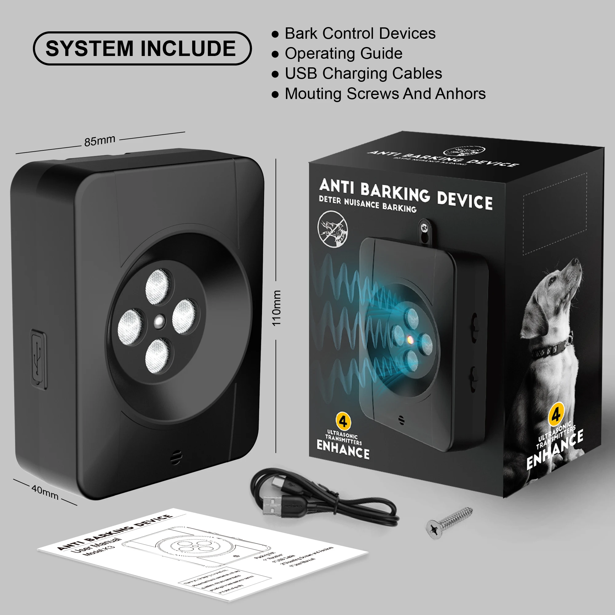 Ultrasonic Stop Dog Barking Automatic Safe 33FT Range Anti Bark Device Ultrasonic Dog Repellent Dog Repeller