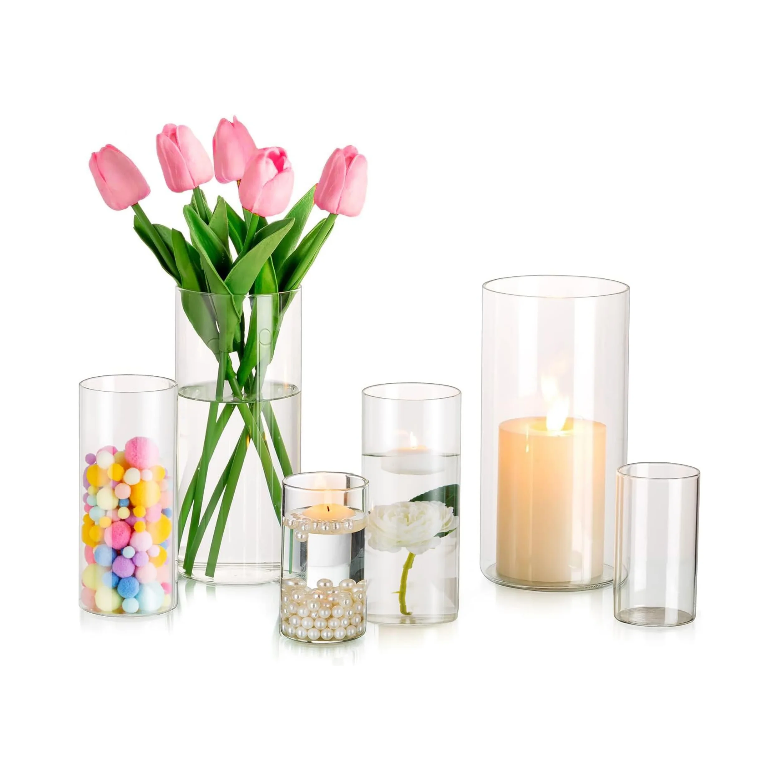 Borosilicate 6-piece glass set Plant flower glass vase Home decoration Borosilicate glass vase set