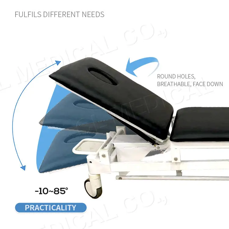 Hydraulic Medical Exam Table Stainless Steel Foldable Manual Patient Hospital Examination Couch Bed