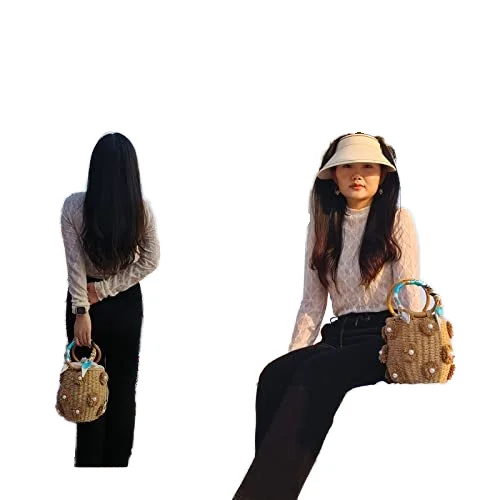 KALANTA Summer Flower Chain Handmade Rattan Beach Travel Dinner Woven Straw Bags for Women  Female Shoulder Casual Tote Handbag