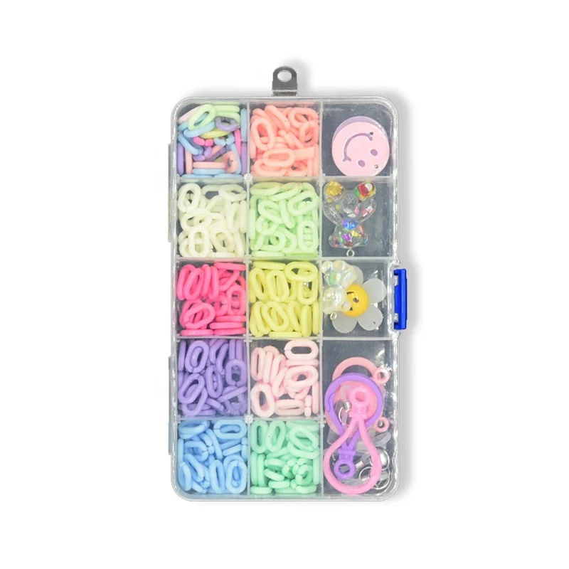 New Design Cartoon Charms Macaron Color O-shape Glasses Facemask Mobile Phone Headphones Chain Multi-purpose DIY Set Box