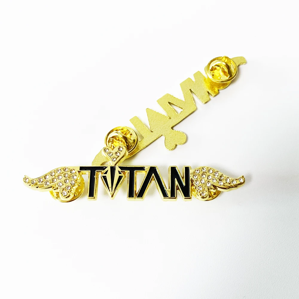 Bespoke Feminine Cute Lapel Pin Badge Brooch Gold Plated with Crystal Stones