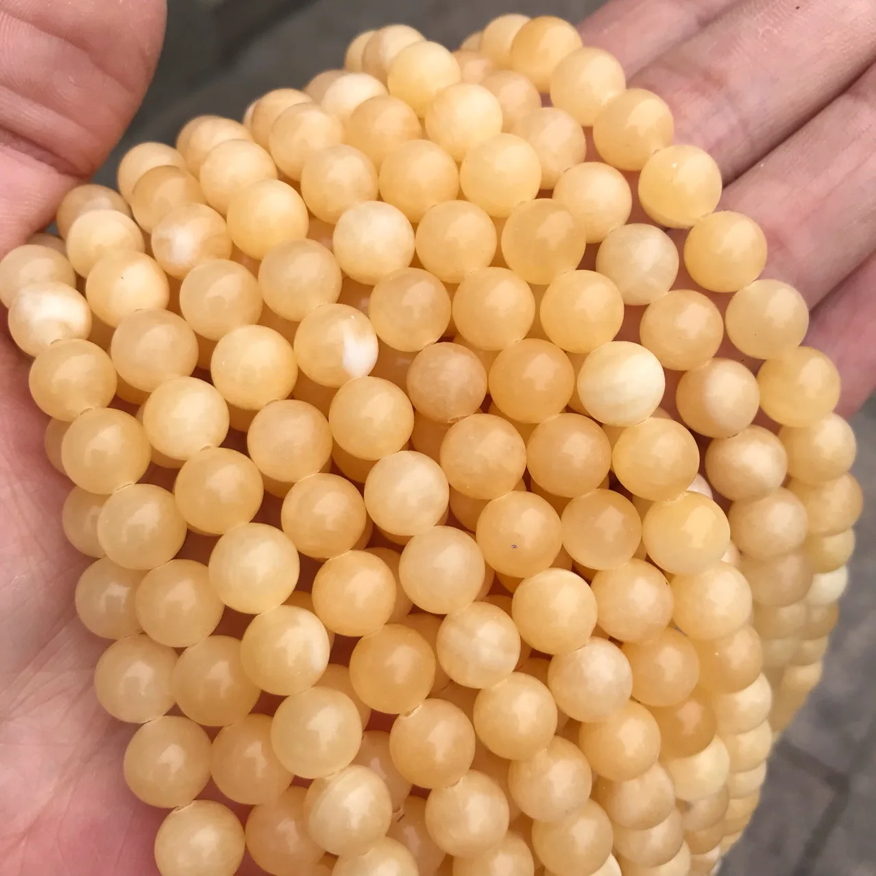 12mm Natural Jade Stone Polished Loose Round Matte Faceted Beads Yellow Jade for DIY Jewelry Making