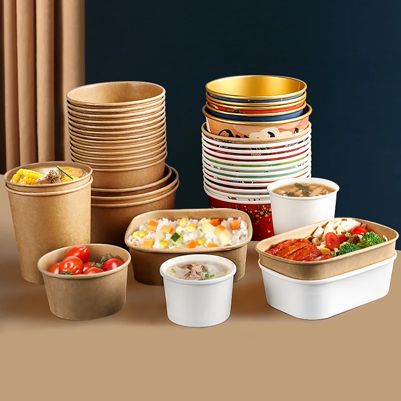 Одноразовая суповая чаша для мороженого йогурта На Заказ Круглая Бумажная на заказ с крышкой