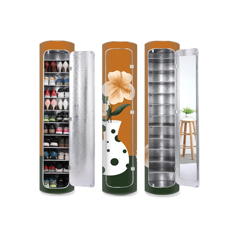 360 Revolving Entrance Furniture Oriental With Mirror Modern Shoe Storage Cabinet
