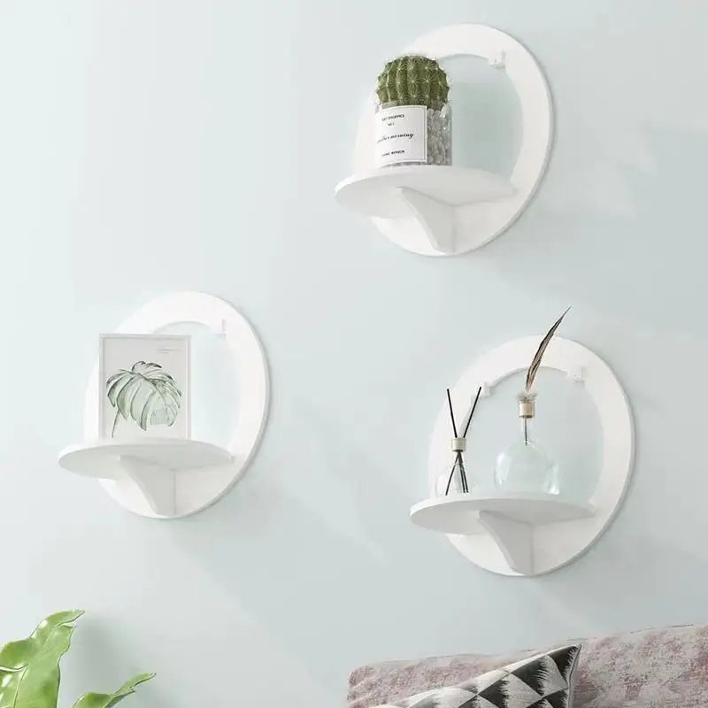 2024 Wall Organizer Wall Shelf Set Punch Bedside Wall Display Stand Rack Mounted Flower Pot Holder TV Background Room Decoration