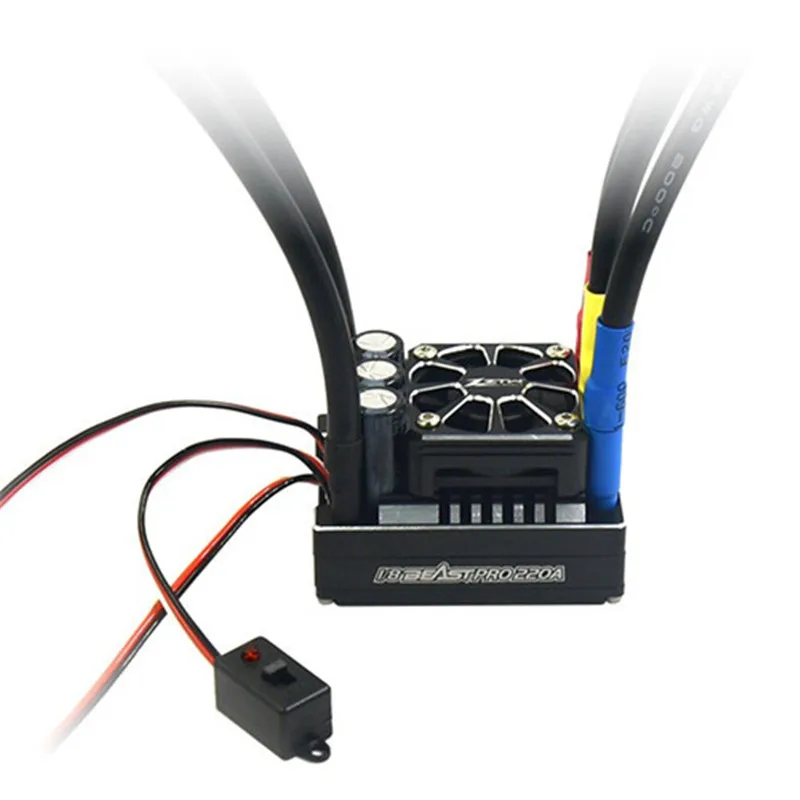 Полностью алюминиевый корпус ZTW Beast Pro 220A 3-6S Lipo водонепроницаемый бесщеточный ESC встроенный 6 в/7 4 В 8A Регулируемый BEC для 1/8 радиоуправляемого автомобиля