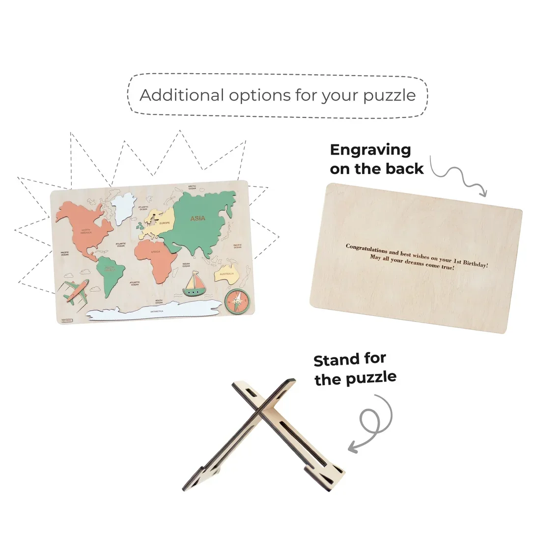 Chunlei OEM World Map Puzzle for Kids Wooden Puzzle Montessori Learning Toys