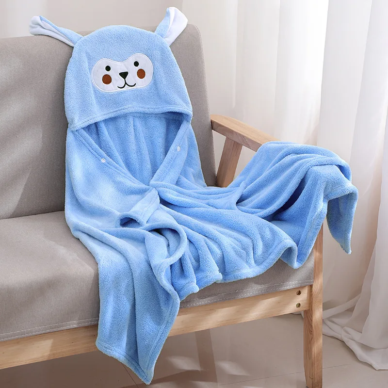 Kids Cartoon Pattern Baby Hooded Bathrobe Baby Comforter Towel Microfiber Newborn Bath Towel Baby Comforter Towel