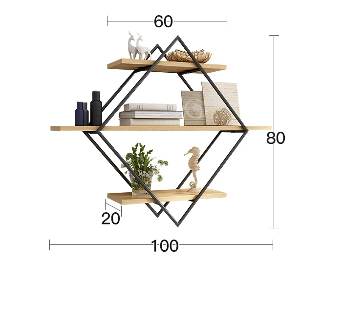 living room modern floating display Small wall mount hanging metal wood design bookcase book shelf book storage for sale