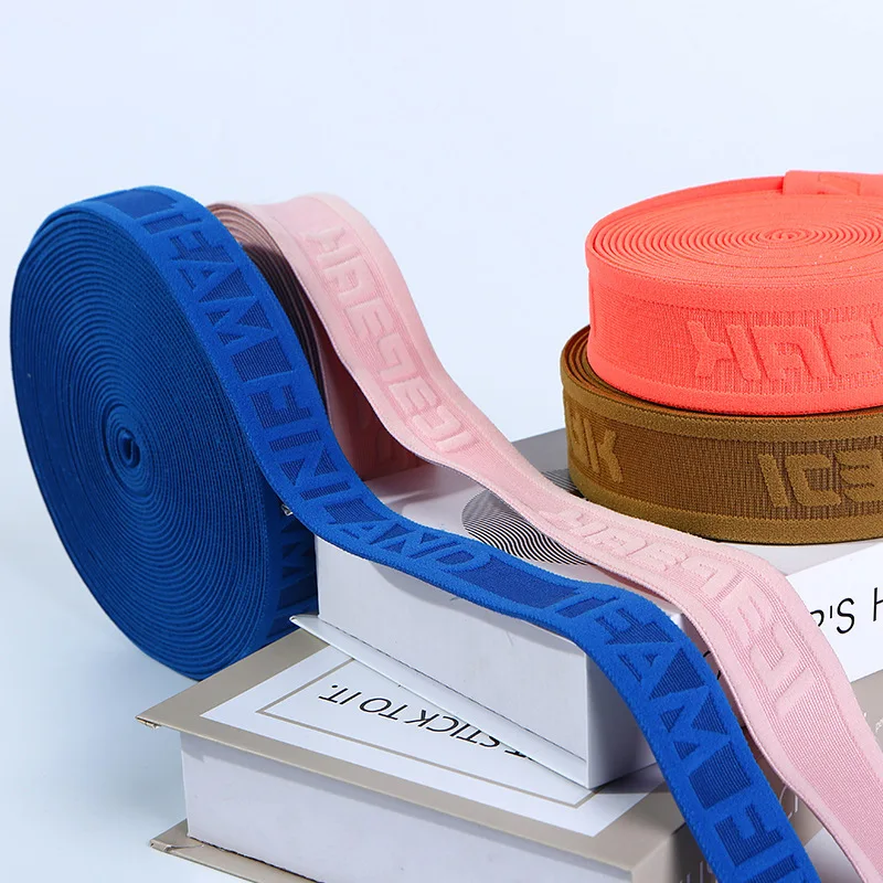 clothing accessory jacquard elastic band custom embossed logo jacquard elastic band for garment accessories