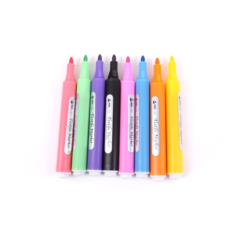 8 Colors permanent textile mini marker set for textile surfaces