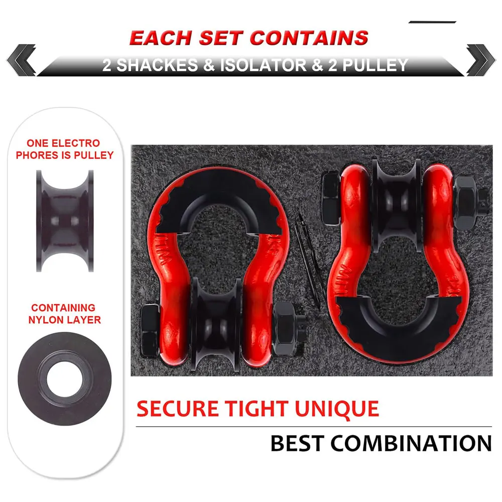 Customized Galvanized Small Type Matte Black Painted Rigging Shackle Snatch Pulley Block Wheel Kit With Shackle Block Strap