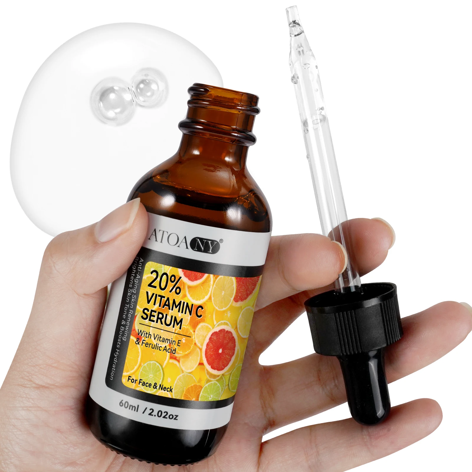 ATOANY 60ml boosts skin metabolism reduces wrinkles vitamin c and e facial serum 20% vitamin c serum for face