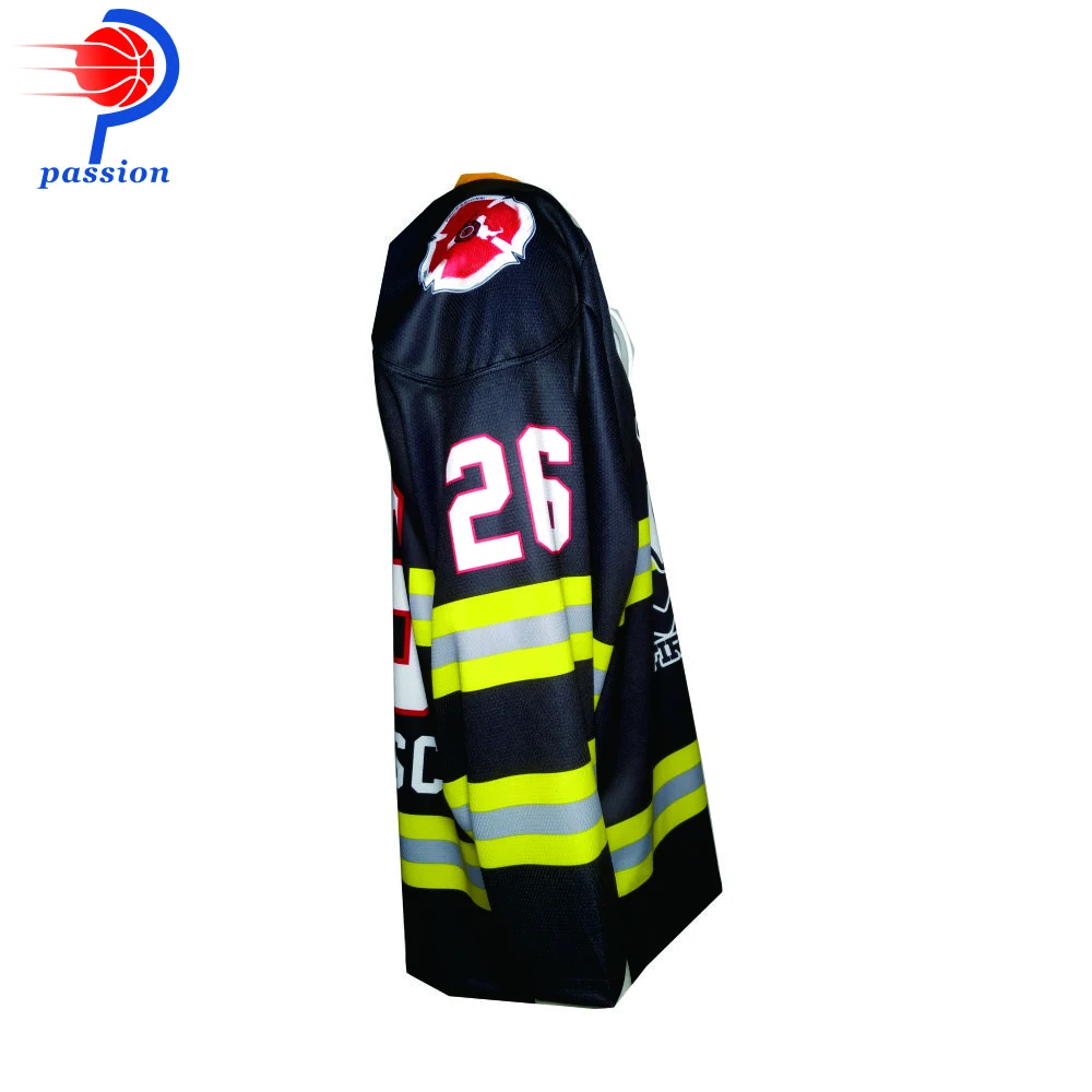 Top quality sublimated  customized designs logos and best custom material ice hockey jersey