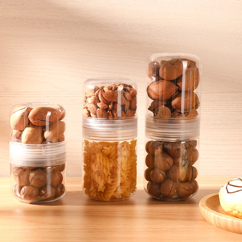 Transparent pet plastic container with Screw On Lids Reusable Empty Storage Jars with Lid for spices peanut Dry Food Body Butter