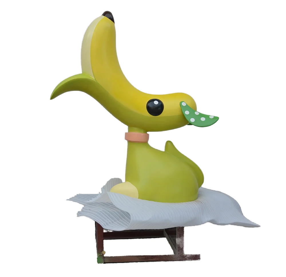 Creative Party Decor Accessories Resin Banana Dog Figurine Animal Standing Decor