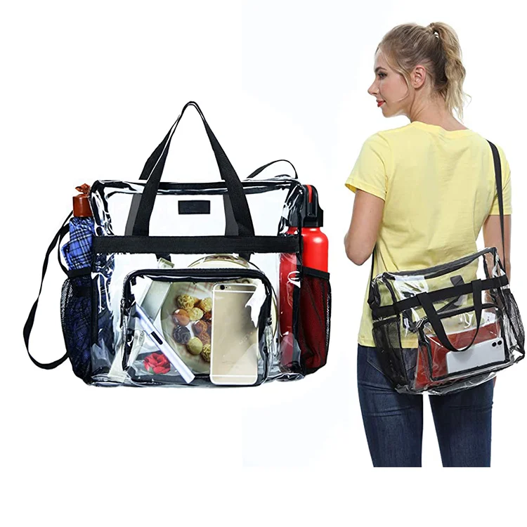Wholesale transparent tote bag clear stadium bag waterproof clear shoulder clear stadium bag