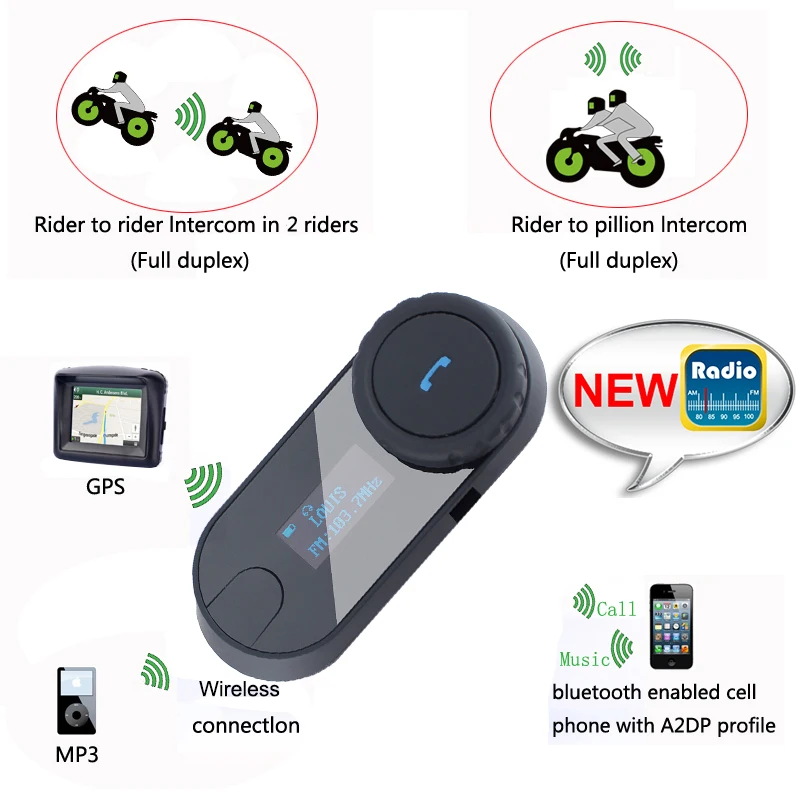 2pcs * FreedConn T-COMSC Bluetooth Motorcycle Helmet Intercom Interphone Headset LCD Screen + FM Radio