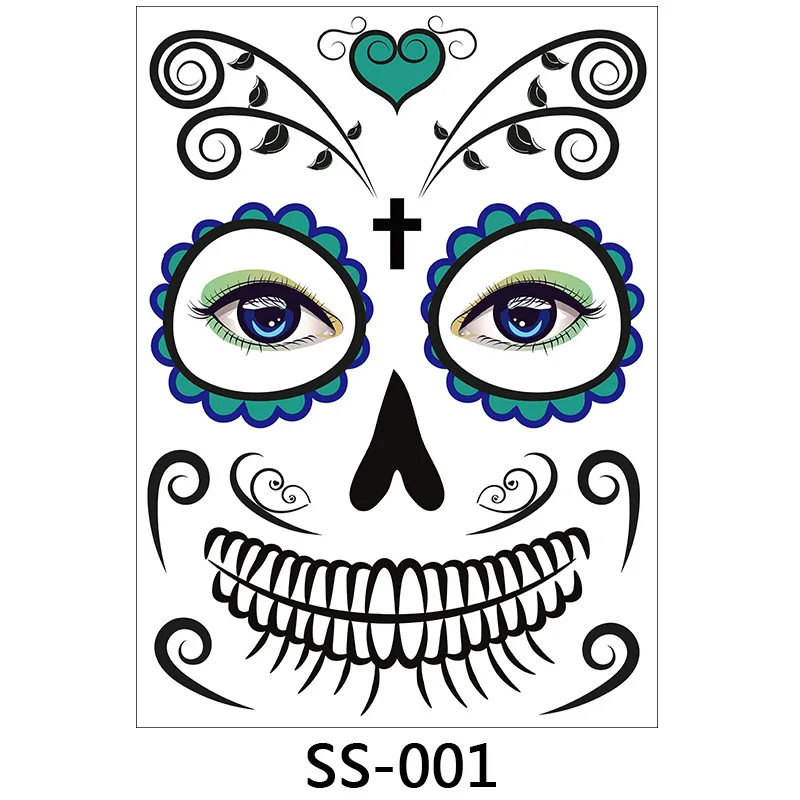 
Cross border Exclusive Supply Tattoo Face Stickers Halloween Face Stickers Funny Masquerade Tattoos Stickers 