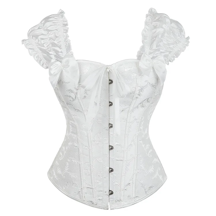 Floral Top Plastic Bones Silk Belt Women Plus Size Lingerie Sexy Latex Bustier Corset