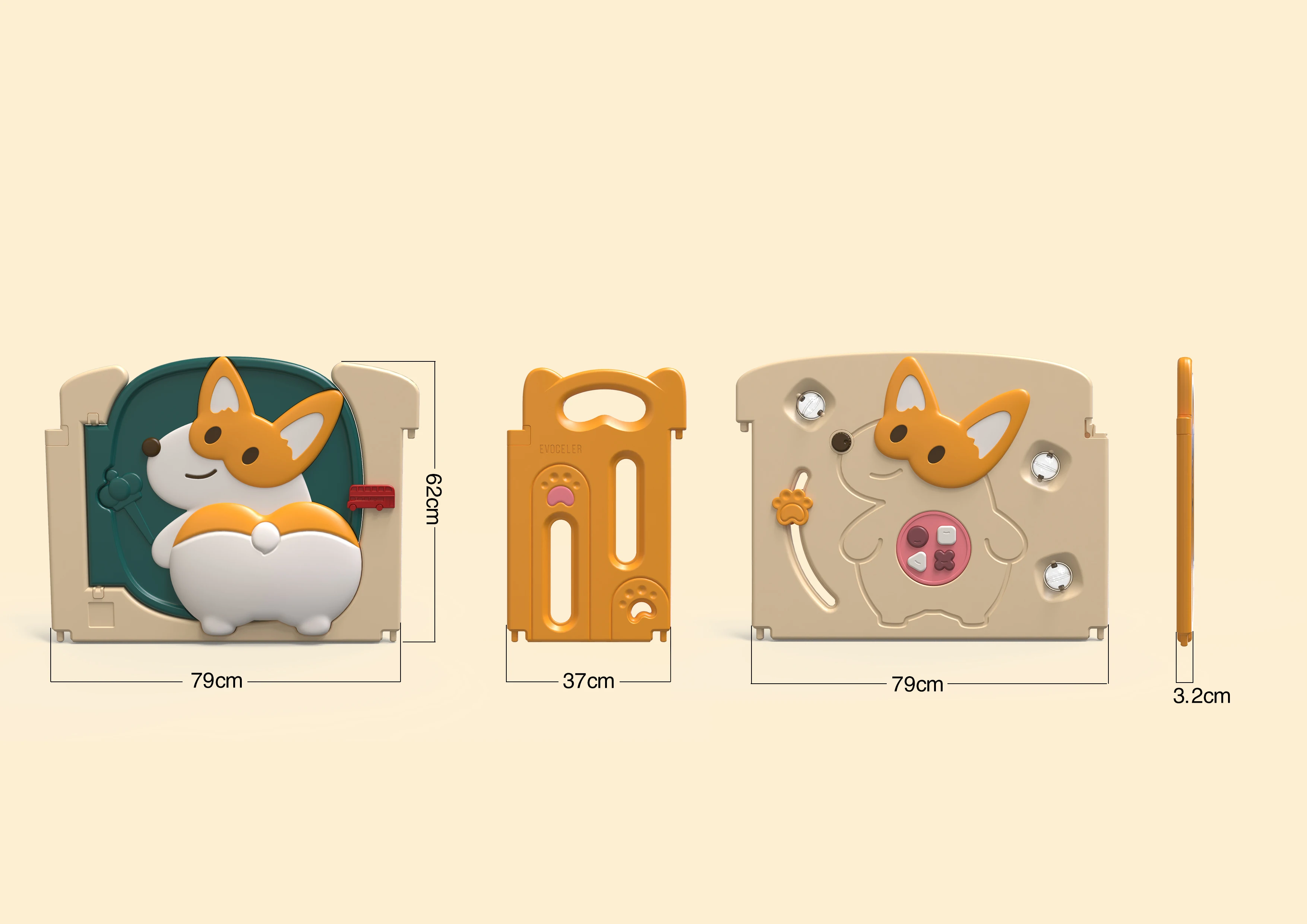 ABST Cartoon corgi design foldable portable playpen for babies