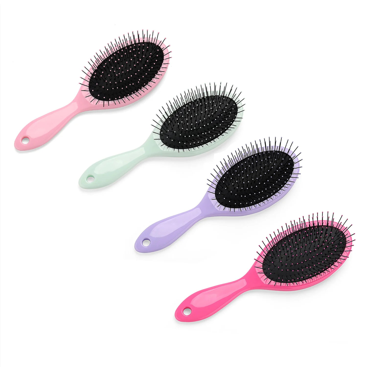 
good quality comb factory euro style oval shape pink color detangling hair brush 