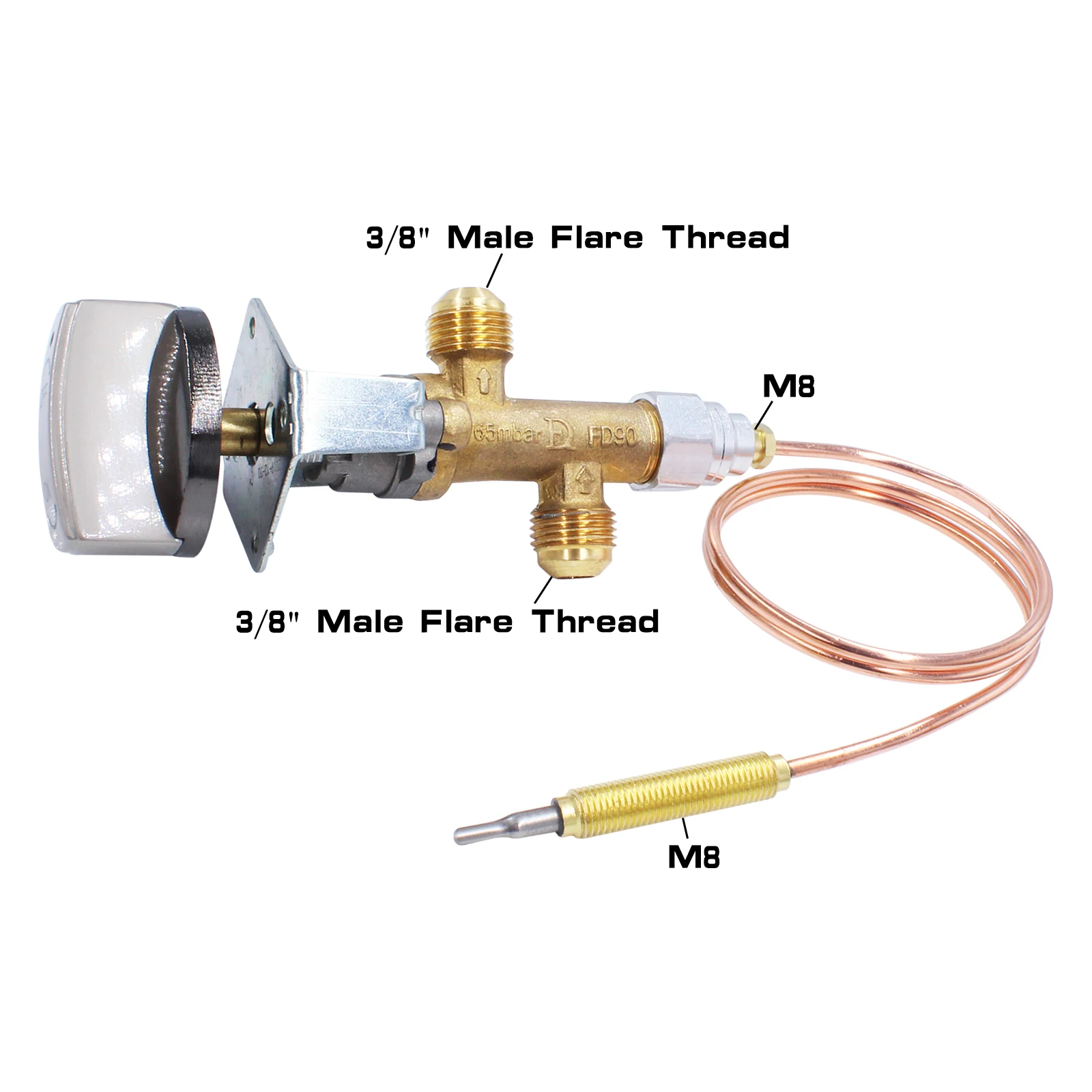 Low Pressure Gas Safety Valve  with Thermocouple and Knob  for Fire Pit 600MM