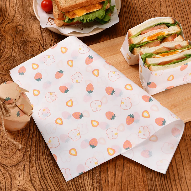 Custom logo food-grade hamburger oil-proof paper Deli packaging grease proof wrap paper fries fast food Greaseproof Paper