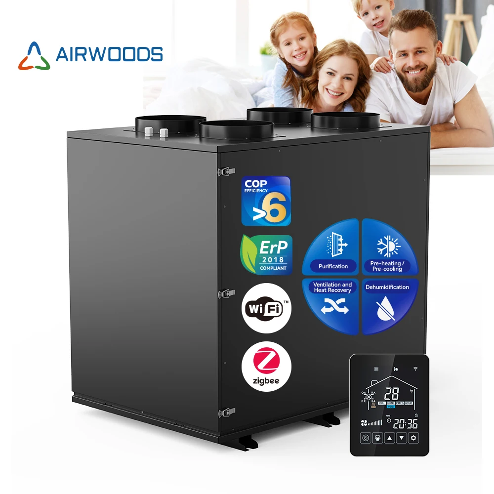 WIFI control silent operation 350 rated airflow DC inverter HPERV with GMCC DC inverter compressor